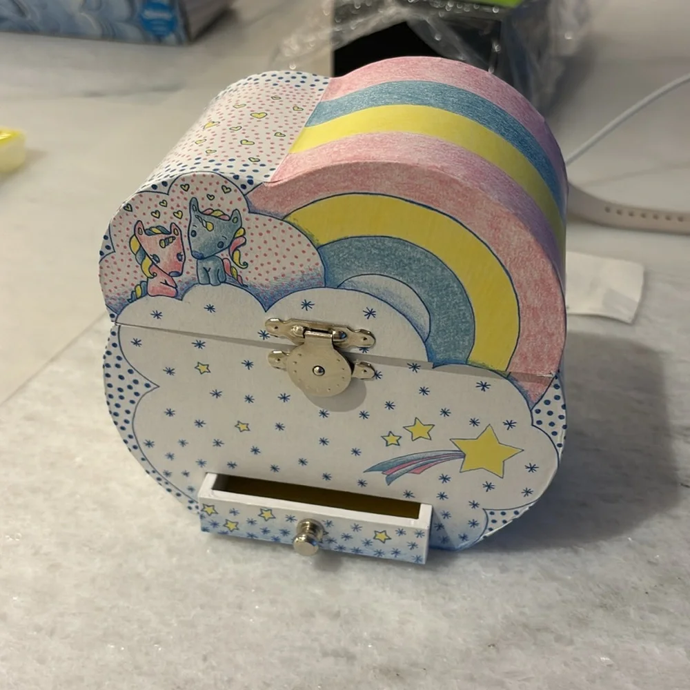 Djeco Unicorn Musical Jewelry Box Blue Danube Kids Treasure Box